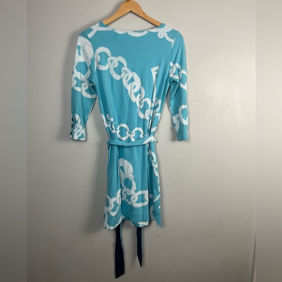 Lilly Pulitzer Jonah Shorely Blue Ball And Chain Posh Ponte Belt Tunic Dress S - Picture 5 of 7